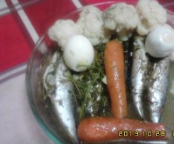 Cavalas com legumes a vapor