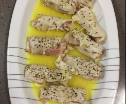 Bifinhos de peru ou frango enrolados