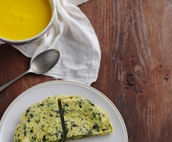 CREME DE CENOURA E TORTILHA DE ESPINAFRES