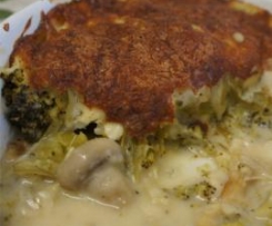 Peixe com legumes e molho branco