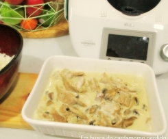 Bifes com natas e cogumelos