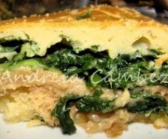 Bôla de alheira e grelos de nabo