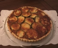 Tarte de frango com cogumelos e beringela (receita adaptada da revista Teleculinária, n.º 1777)