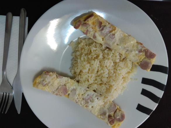 Omelete ao Vapor com Arroz