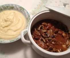 Moelas com cogumelos e puré