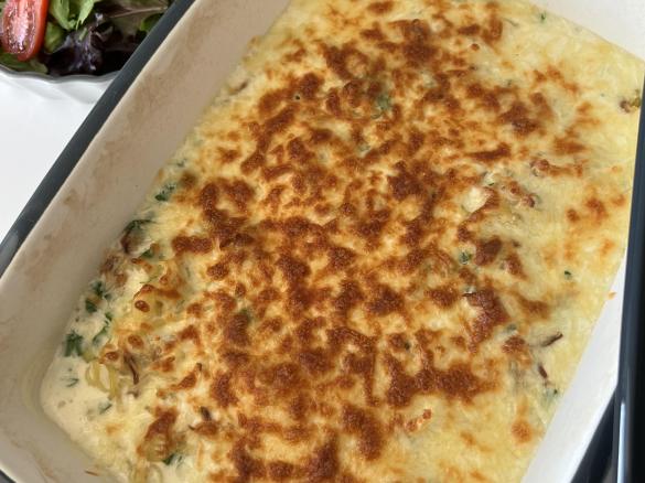 Bacalhau com natas e legumes