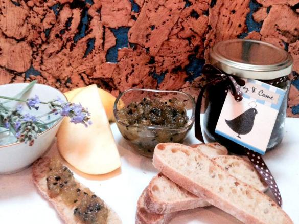 Doce de maçã e abóbora com alfazema e sementes de sésamo