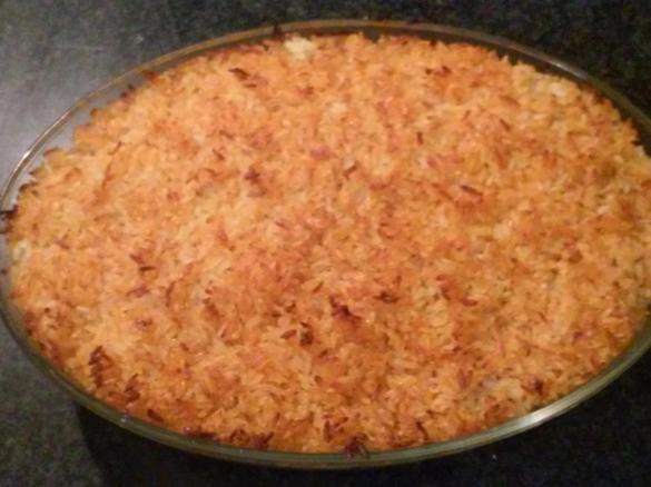 Empadão de arroz com cogumelos e frango