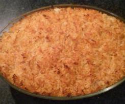 Empadão de arroz com cogumelos e frango