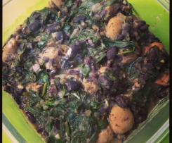 Variante Salteado de cogumelos com espinafres Vegan