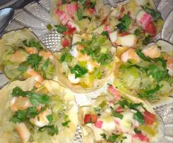 Cestinhos de alho francês e delicias do mar