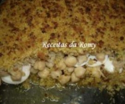 Bacalhau no forno com grão e crosta de broa 