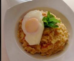 Risoto Alheira Bacon e ovo escalfado
