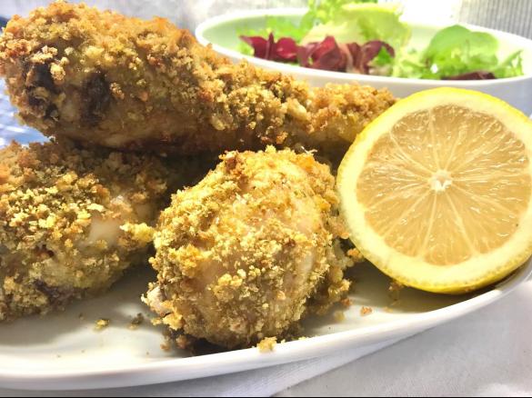 Pernas de frango crocantes no forno