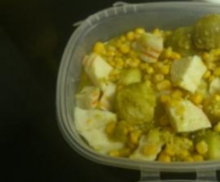 Delícias de lagosta com couves-de-bruxelas e milho