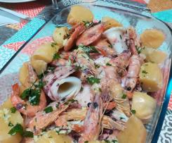 Lulas e camarão ao vapor