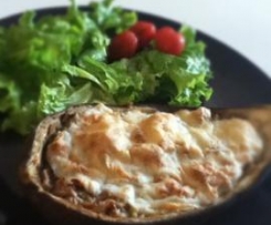 Beringelas recheadas com Salsicha