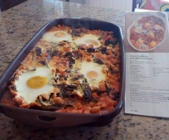 Ovos escalfados com grão e nabiças