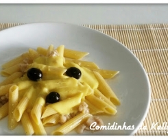 Penne com peixe e bechamel de caril