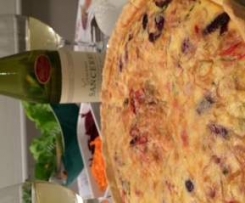 Quiche de alho poró e azeitonas roxas