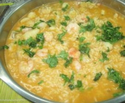 Arroz de tamboril e camarões